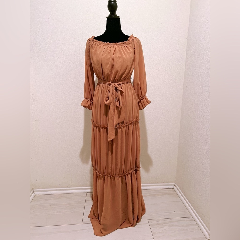 NWOT Ricarica maxi tiered long sleeve dress size S